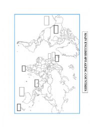 English Worksheet: English-speaking countries / colour flags to stick up