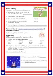 English Worksheet: 4th of July