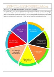 English Worksheet: Hobby Spinner