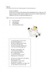 English Worksheet: FOOTBALL POETRY: Reading/speaking lesson based on the poem by John Whitworth 