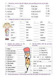 English Worksheet: Personal Pronouns Subject