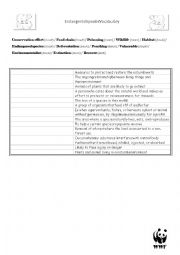 English Worksheet: Endangered Species vocabulary
