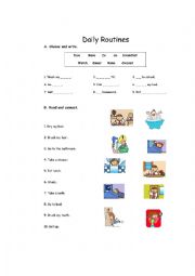 English Worksheet: Daily routines