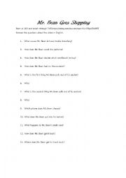 English Worksheet: Mr. Bean Goes Shopping