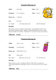 English Worksheet: Telephone messages