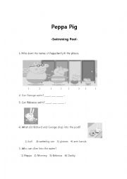 English Worksheet: Peppa Pig(Swimming)