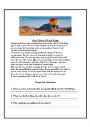 English Worksheet: A visit to Wadi Rum 
