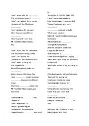 English Worksheet: All I want for Christmas - song gapped text 