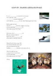 English Worksheet: Hit song Lean on by Major Lazer and DJ Snake