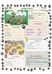 English Worksheet: The Jungle vs The Zoo