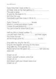 English Worksheet: Dream On- Listening task with a magnificent song by Aerosmith