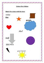 English Worksheet: Colours for children