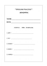 English Worksheet: spelling
