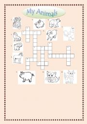 English Worksheet: My animals in the zoo