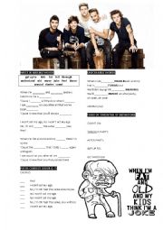 English Worksheet: FAT AND OLD by One Direction