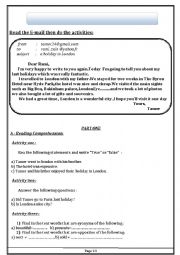 English Worksheet: a holiday in london