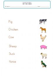 English Worksheet: Farm animals worksheet