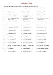 English Worksheet: 999 call - Emergency