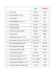 English Worksheet: So do I / Neither do I