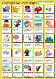 English Worksheet: Count and non-count nouns. Determiners.
