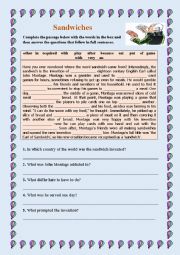 English Worksheet: Sandwiches