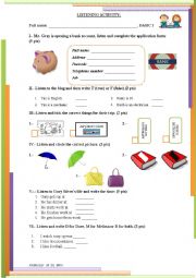 English Worksheet: Listening Activity1