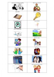 English Worksheet: Charades cards for Simple Verb Phrases