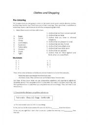 English Worksheet: Clothes and Shopping