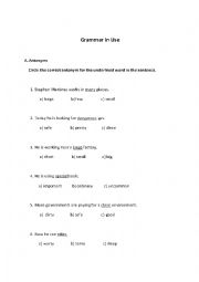 English Worksheet: Grammar In Use,Worksheet 6