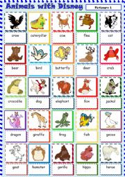 English Worksheet: Animals with Disney 1