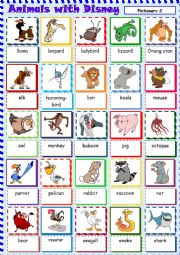 English Worksheet: Animals with Disney 2