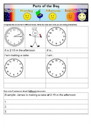 English Worksheet: Time with Present Continuous/Progressive