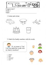 English Worksheet: 1st grade progress test