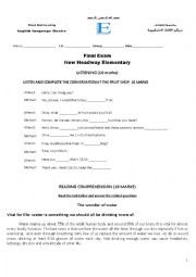 English Worksheet: New Headway Elementary Final Exam