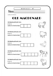 English Worksheet: Old Macdonald worksheet