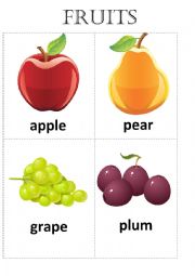 English Worksheet: Fruits flashcards, crossword with answers 