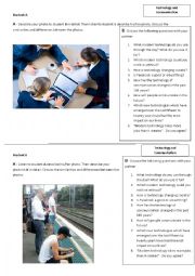 English Worksheet: Technology and Communication photo comparison and conversation questions