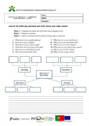 English Worksheet: daily routine