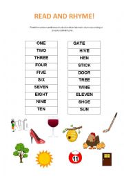 English Worksheet: Read and rhyme!