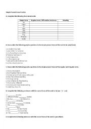 English Worksheet: Simple Present Tense Practice