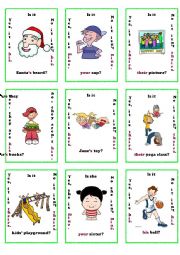 possesive adjectives / pronouns go fish game 1