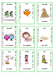 possesive adjectives / pronouns go fish game 2