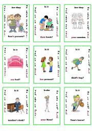 English Worksheet: possesive adjectives / pronouns go fish game 3