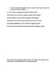 English Worksheet: John Lennon - Imagine - Listening activity 