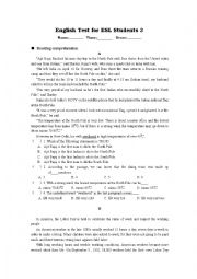 English Test 3 for 6th and 7th Graders