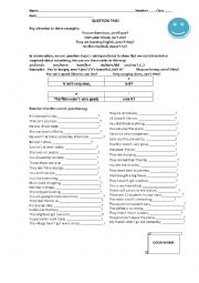 English Worksheet: QUESTION TAGS