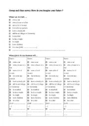 English Worksheet: future tense class survey