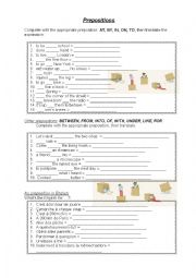 English Worksheet: Prepositions: IN ON AT and others