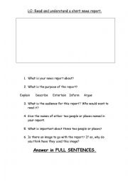 English Worksheet: Read and Understand a Newspaper report