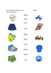 Consonant sh matching worksheet